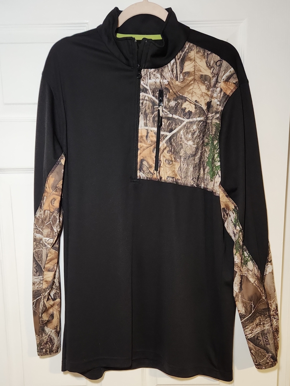 Magellan Outdoors Black Pullover with Realtree Camo Panels